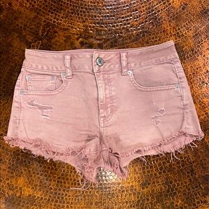 Women's Distressed Pink Denim Shorts